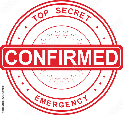 Obraz na płótnie Top Secret Confirmed Emergency Stamp - Red And White Design