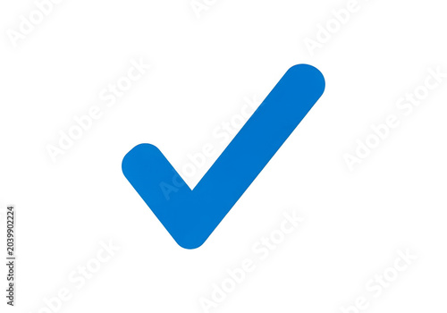 Bright blue checkmark icon symbolizing approval or confirmation isolated on transparent background