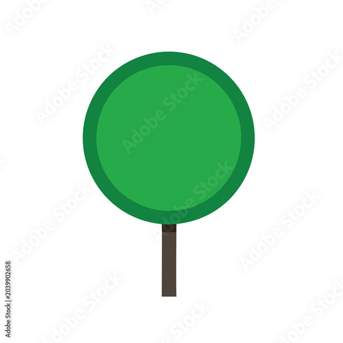 Minimalist vector illustration of a stylized green tree.