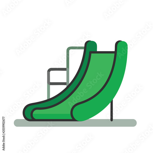 Flat Vector Illustration of a Green Playground Slide.