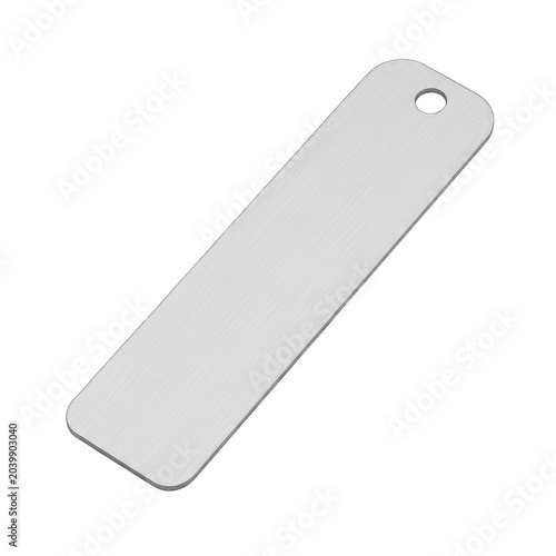Silver bookmark with a hole realistic 3d render on transparent background high quality professional detailed modern