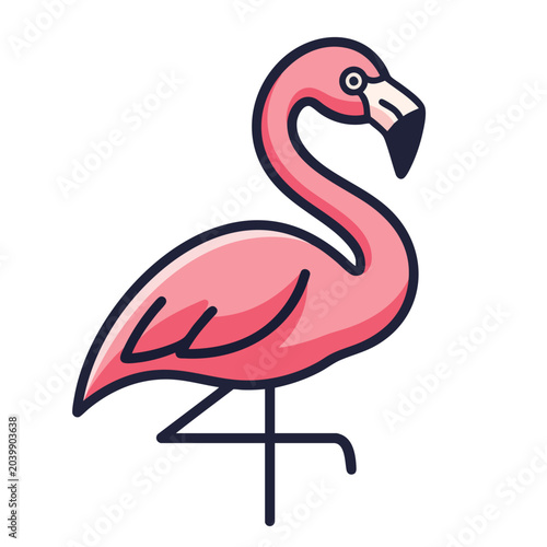 Cute Pink Flamingo Illustration Vector Graphic.