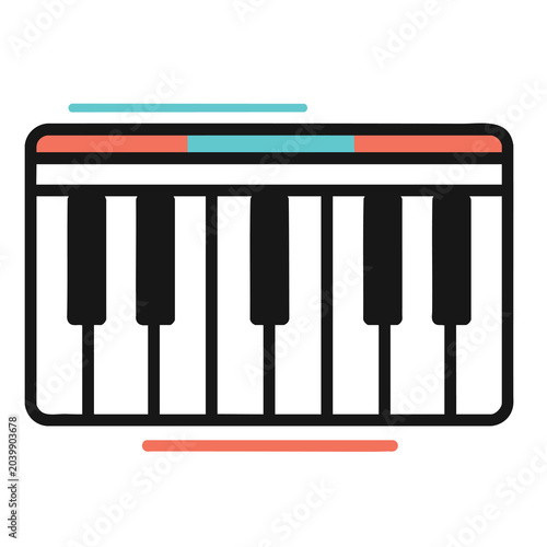 Minimalist flat vector icon of a musical piano keyboard.