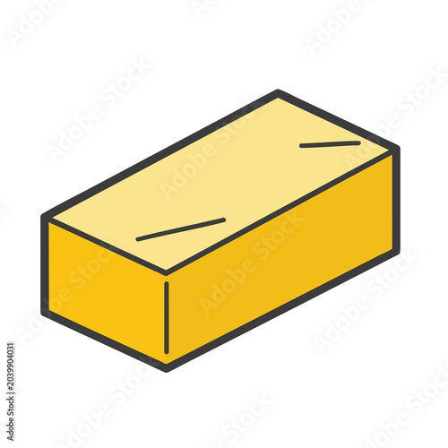 Isometric vector illustration of a yellow butter stick or block.