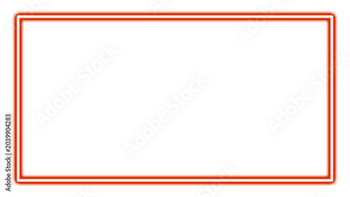 Modern Orange Double Line Neon Glow Rectangular Border Frame Isolated on Transparent Background
