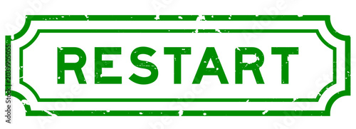 Canvas Print Grunge green restart word rubber seal stamp on white background