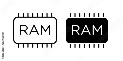 Tableau sur toile RAM memory icon in outline and solid style, isolated on white background