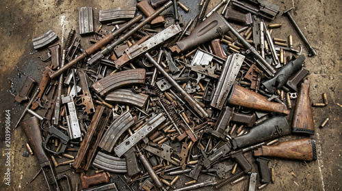 Pile of Discarded Weapons and Ammunition
