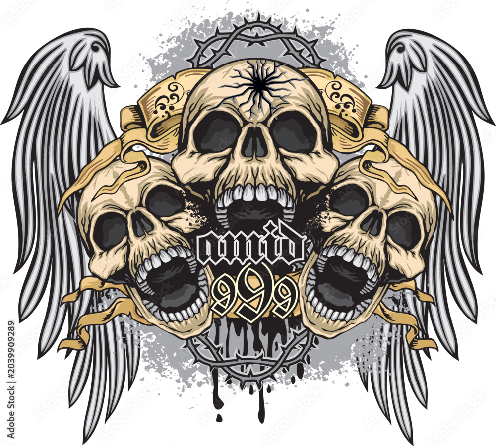 Fototapeta premium gothic sign with skull, grunge vintage design t shirts