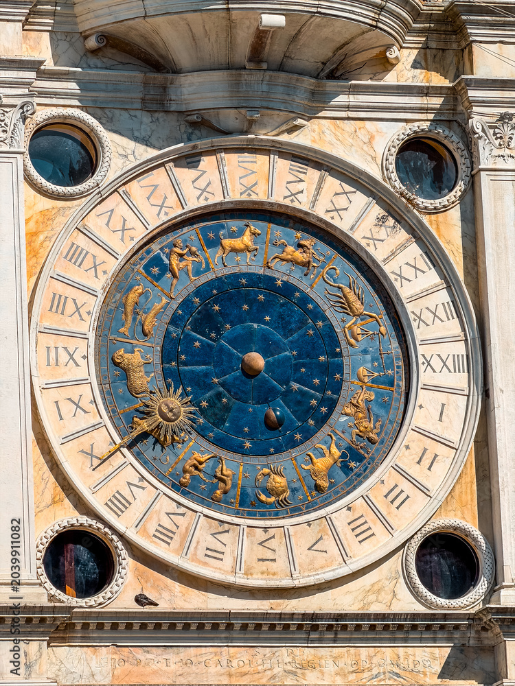 Obraz premium Historic astronomical clock on Saint Mark Clock Tower in Venice
