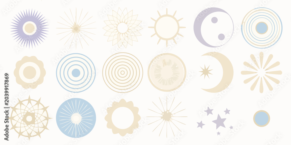 Fototapeta premium stylized sun icons vector space astronomy cosmic