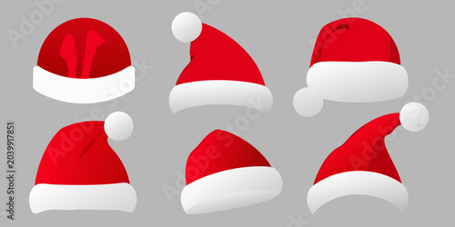 Foto santa hats in various styles vector christmas
