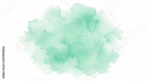 Abstract light green watercolor splash isolated on white background.