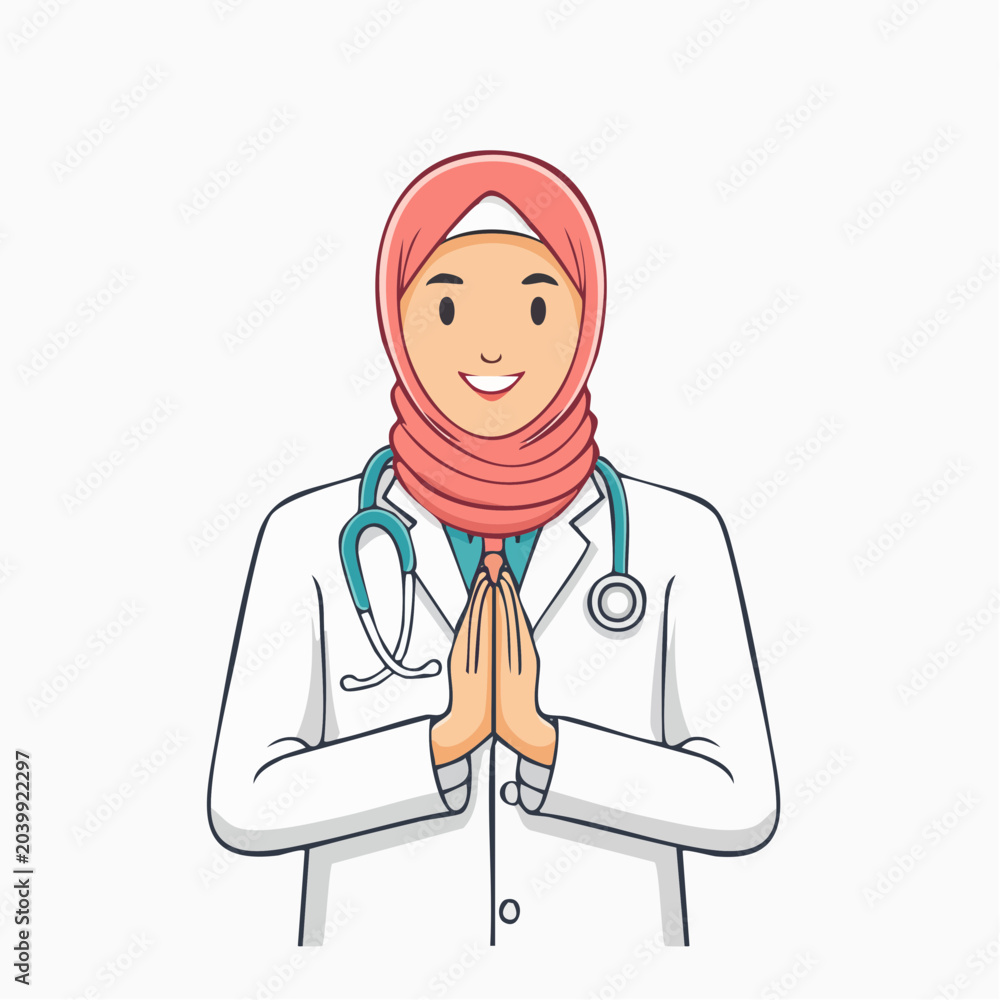 Fototapeta premium Muslim Doctor Wearing Hijab and Stethoscope