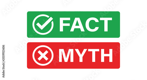 Obraz na plátně fact myth labels flat icon icons design