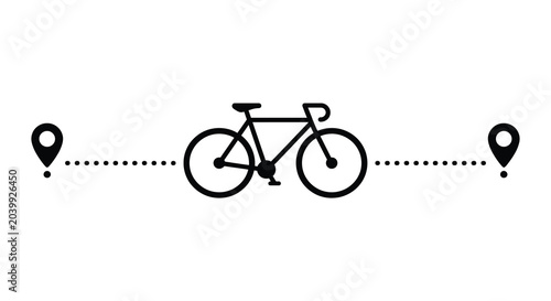 bike route line illustration bicycle vector icon