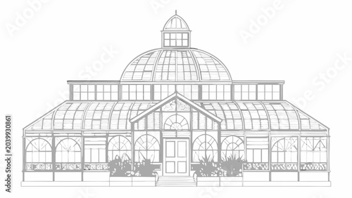 Cuadro en lienzo detailed architectural line drawing of conservatory architecture
