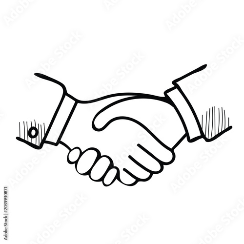 Handshake sketch icon business agreement partner trust hand drawn vector line art