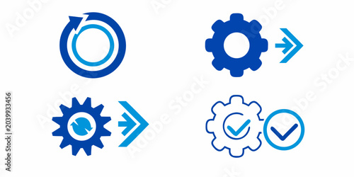 Tableau sur toile set of four blue vector icons gear