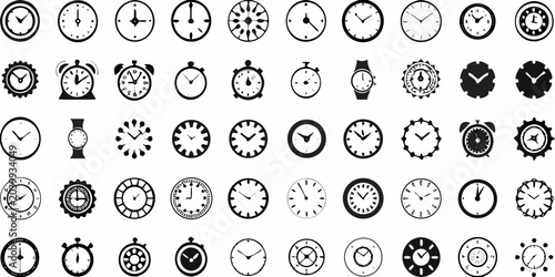 Foto clock icons collection black and white time
