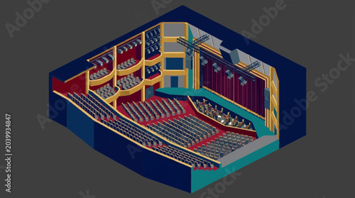 3D rendering of a theater interior.