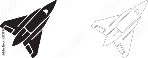 Foto Space plane vector icon, spaceplane symbol, futuristic jet fighter, orbital shuttle, supersonic aviation and aerospace technology