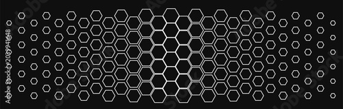 Abstract black and white geometric honeycomb pattern. Hexagonal monochrome pattern. Separate editable layers. Halftone hexagonal retro pattern in a simple style. Vector honeycomb structure.