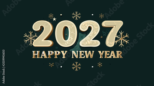 Konstfotografi 2027 happy new year in 3d gold text