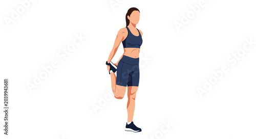 Foto Woman stretching quadriceps in sportswear, fitness and exercise pose