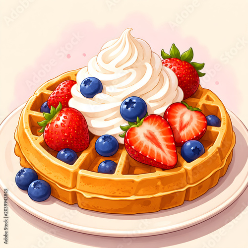 Kawaii waffle breakfast illustration with berries.
Detailed Kawaii waffle breakfast illustration with berries.
High quality Kawaii waffle breakfast illustration with berries concept.