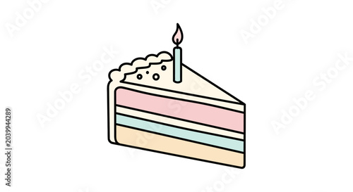 Картината върху платно Colorful slice of birthday cake.