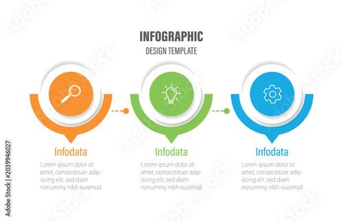 Vector Infographic label design template with icons and 3 options or steps. Vector illustration.  