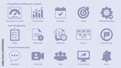 Flat design vector icons for business productivity task management