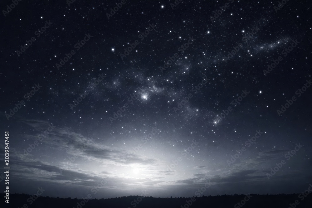 Obraz premium Starry night sky with horizon.