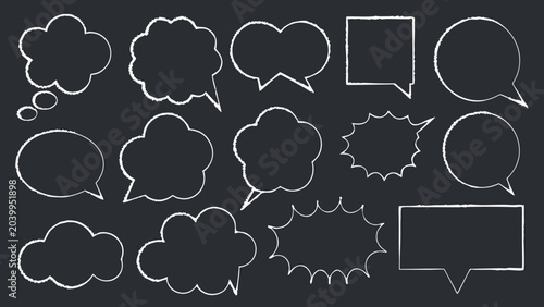 Bild auf Leinwand speech bubble silhouettes on dark background silhouette