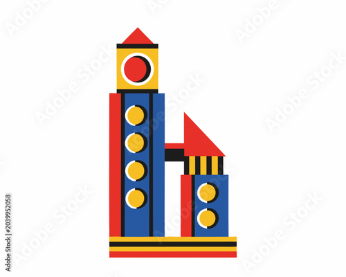 Fotografie colorful modernist building flat icon structure design