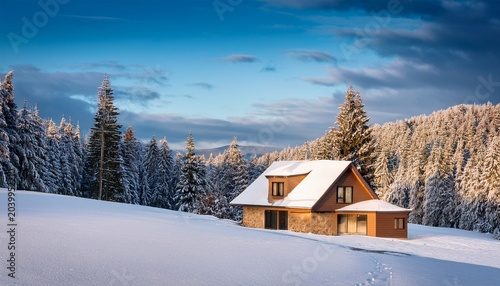 house in snow