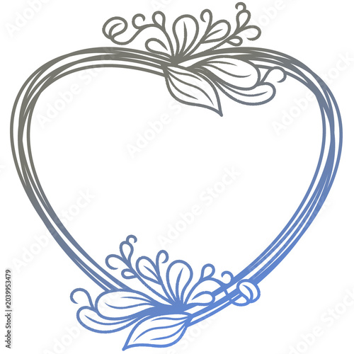 abstract floral grey-blue frame love