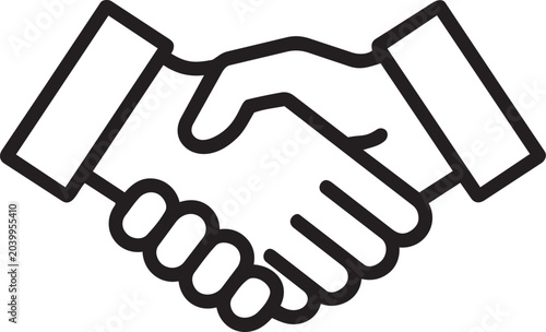 Handshake icon in black line art
