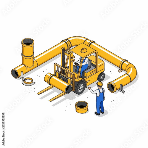 Billede på lærred Man working on industrial pipe system.