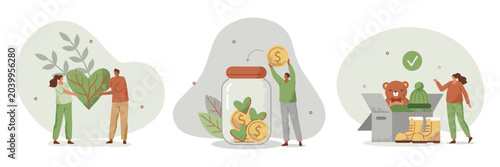 Konstfotografi Charity donation and eco friendly donation concepts set with philanthropy sustai