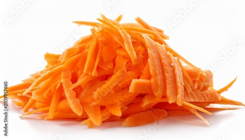 shredded carrot isolated on white