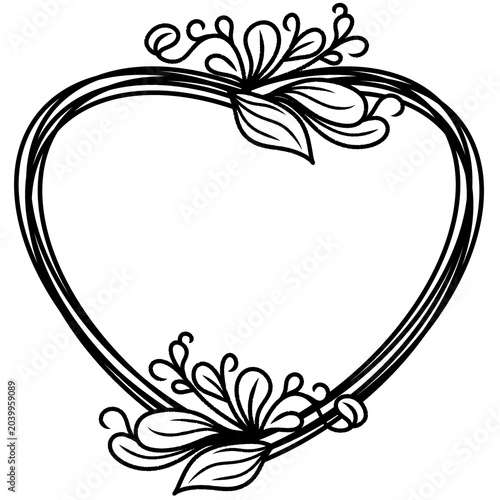 abstract floral love black frame