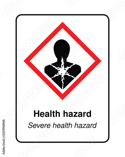 Health Hazard Warning Sign with GHS Serious Health Hazard Symbol, Chemical Safety Label for Carcinogenic, Respiratory and Toxic Substance Risks in Industrial Environments