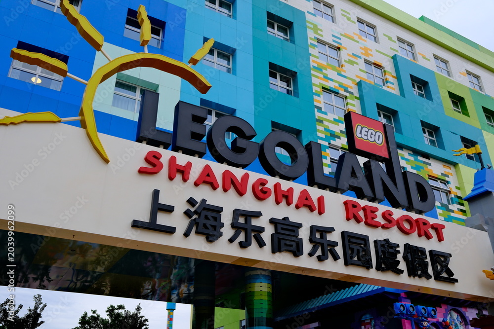 Obraz premium Shanghai,China-May 30th 2026: LEGOLAND Shanghai Resort with the LEGO-themed hotel building