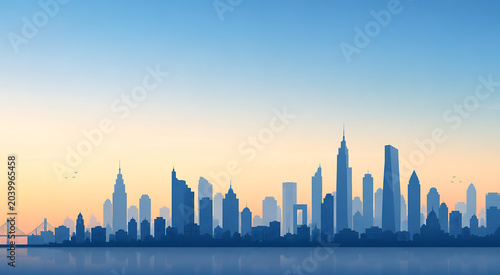 Minimal Soft Gradient City Skyline Background