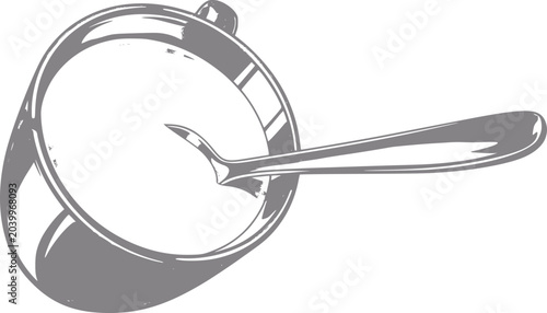Foto A simple of a bowl of soup with a spoon