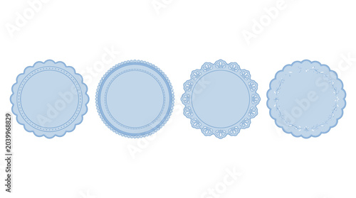 Foto Collection of Elegant Blue Circular Lace Frames and Decorative Doilies for Scrap
