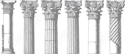Bild auf Leinwand Classical architectural columns a study in ionic and corinthian orders