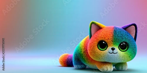 Illustration of colorful stuffed toy animal.